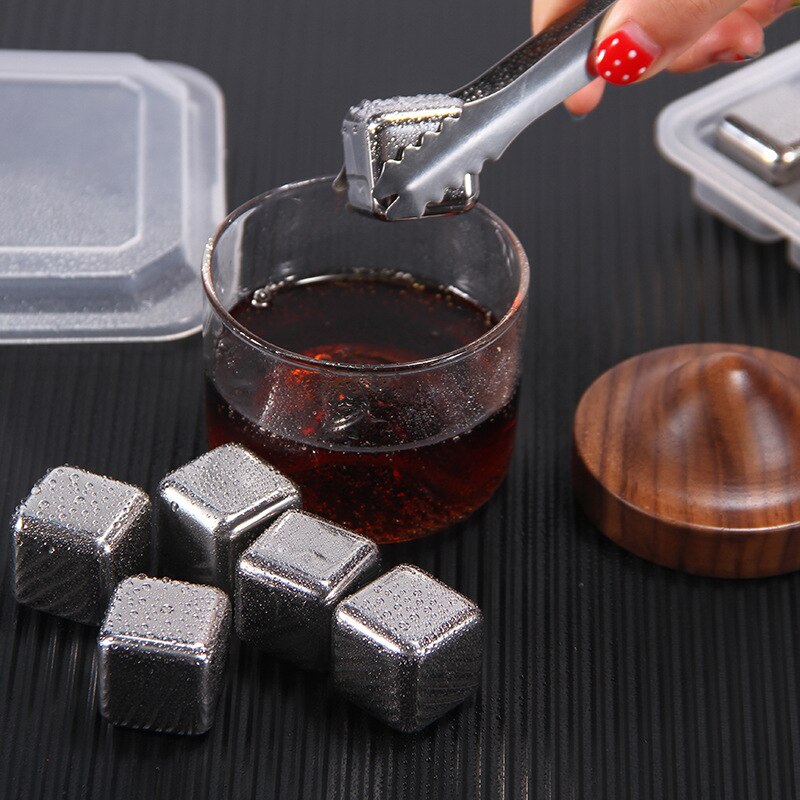 Spklifey Wine Cooler Stainless Ice 2 4 6 8 Pecs Stainless Steel Ice Cubes Whisky Decoration Reusable Ice Cubes Stainless Cooler