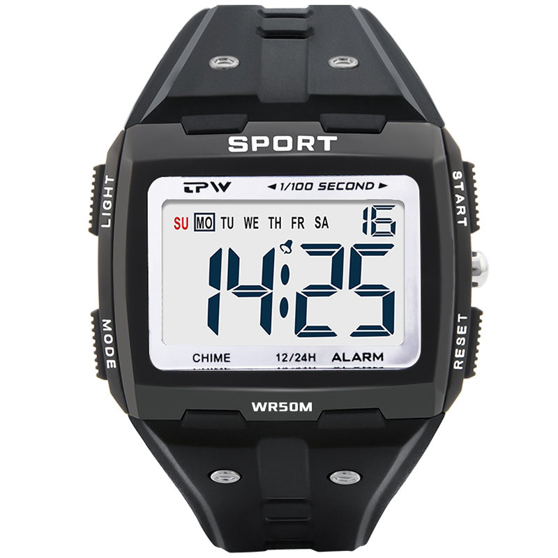 TPW Oversized digitaal horloge Grote cijfers af te lezen 5ATM Waterbestendig: Grey