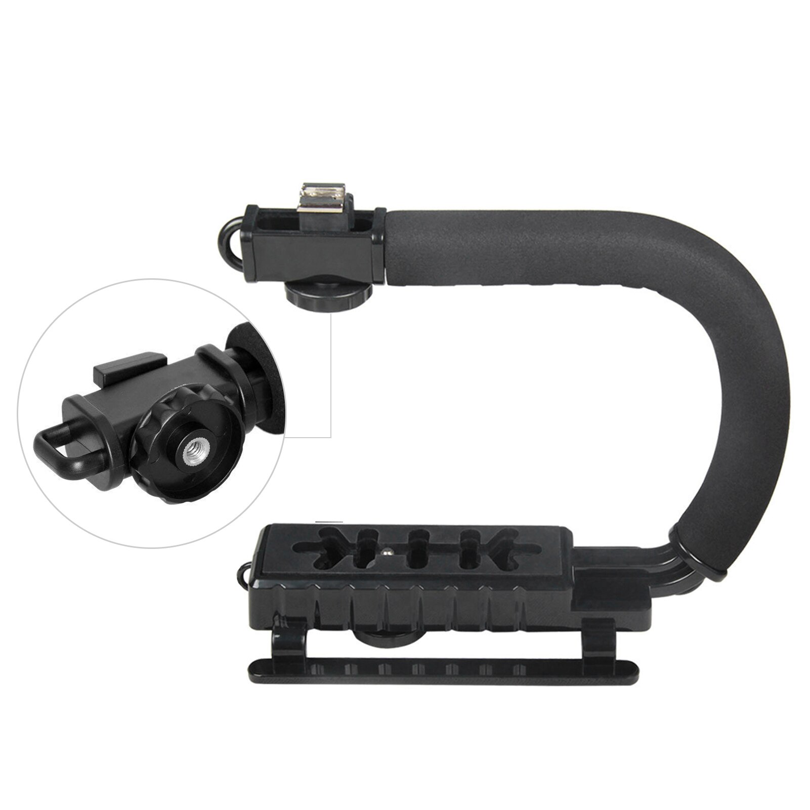 U-Grip Camcorder Stabilizer Handle DSLR Handheld Gimbal C-Shape Video Stabilizer with Flash Shoe Mount for Smartphone Camera