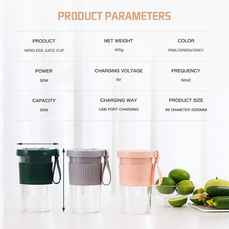 Mini Portable Blender,Smoothie Shake Maker with Three Blades, Multi-Function Handheld Juicer Cup,320ML