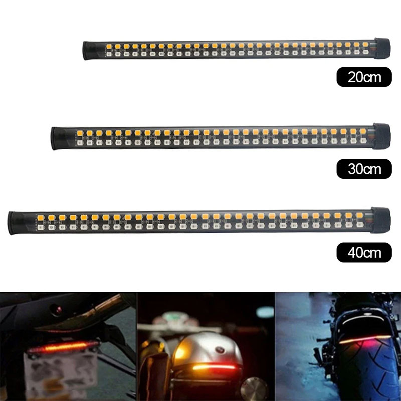 Motorrad LED Rücklicht Streifen 12V Gelb Fließende Drehen Einzel Anzeige Lichter verrotten Strobe Lampe Bremslichter Dekor Licht Band
