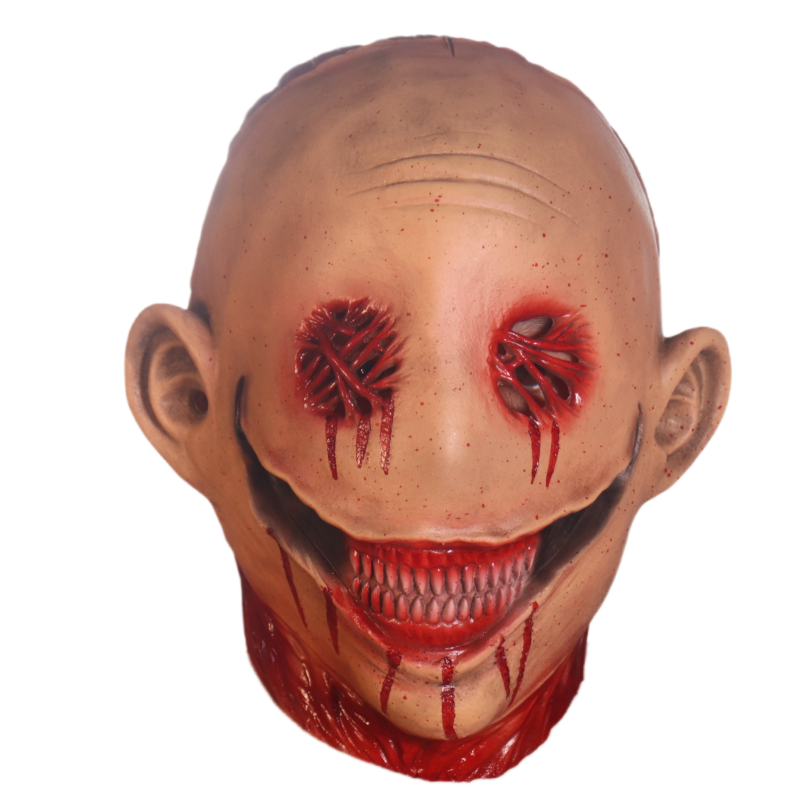 Skrekk smil uten ansikt mann latex mascara hodedeksel forkledning cosplay skummel alien hjelm halloween kostyme ansiktsløs maske for menn: Brun