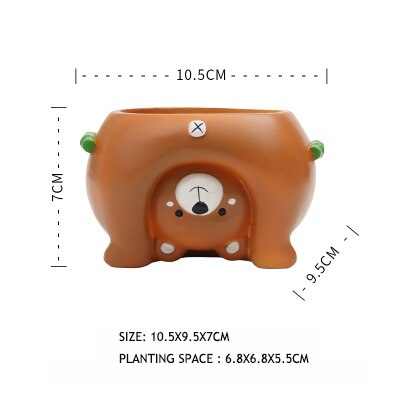 A testa in Imbottiture Cartone Animato Animale Vasi di Fiori in Resina Fatti A Mano Fioriere per Piante Grasse Piante desktop di Vasi di Fiori Giardino di Casa Della Decorazione: orso