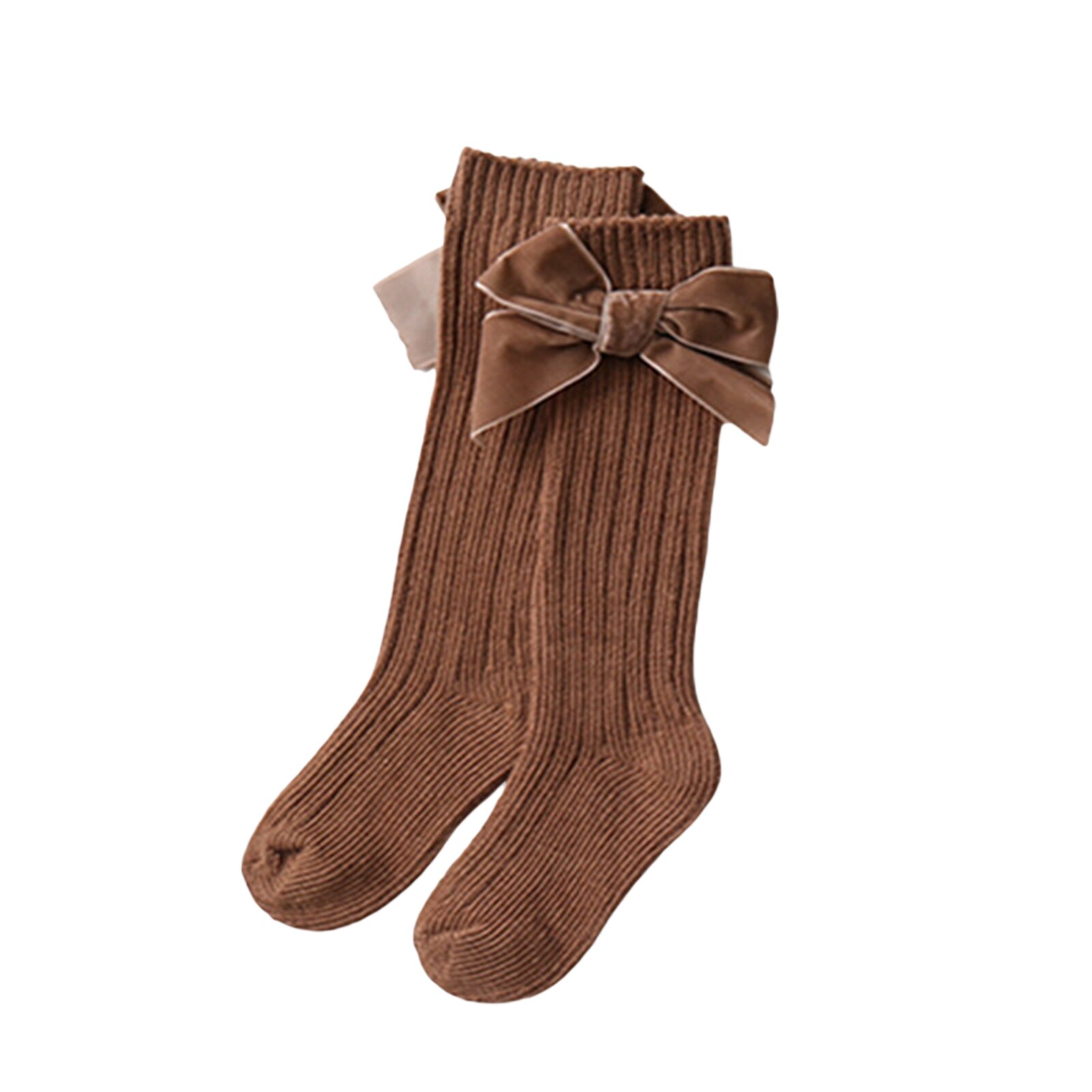 Chaussettes à nœud papillon pour fille, chaudes, confortables, de couleur unie, automne-hiver
