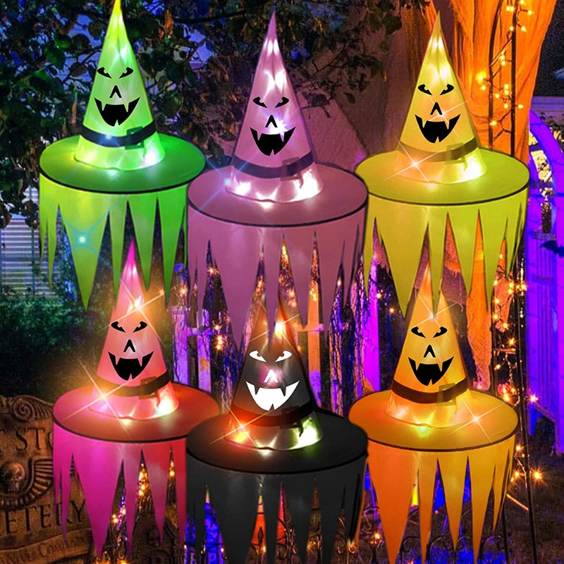 Neuartiger, mit leds leuchtender hexenhut aus kunststoff – festivalzubehör für kinder