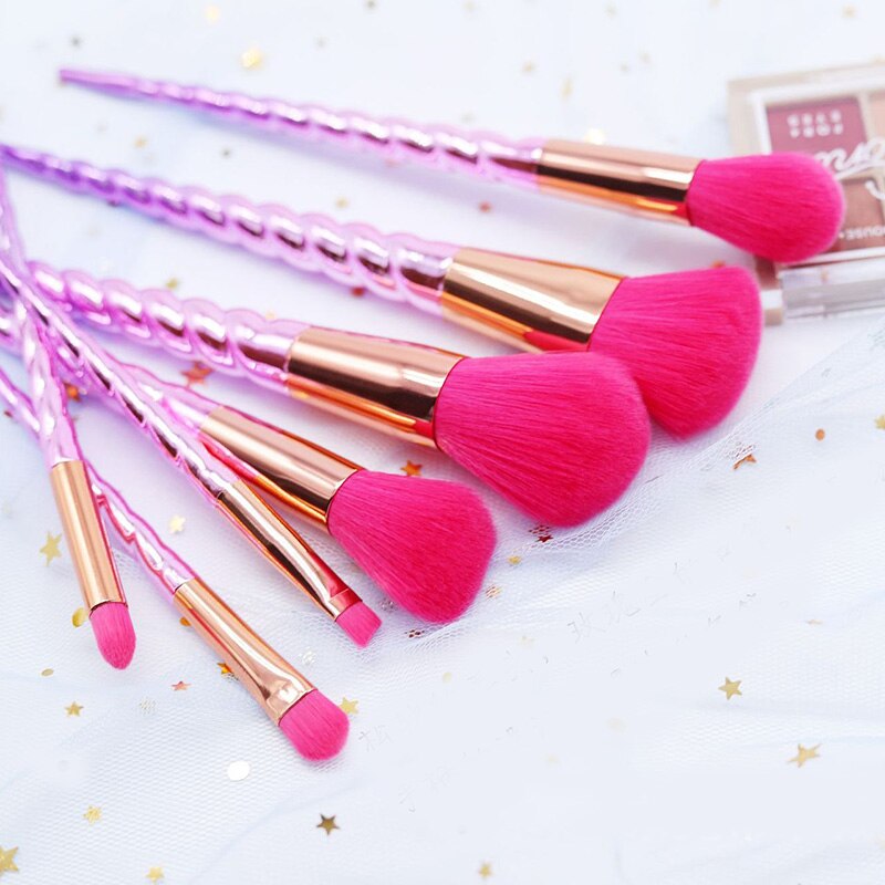 7 stk dejlige pink hår makeup børster sæt foundation blending power krølle børste kosmetisk skønhed makeup børste værktøj: Default Title