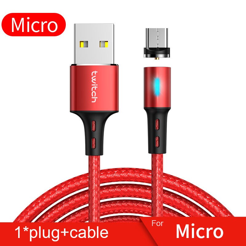 Twitch Micro Usb Magnetische Usb-kabel Voor Samsmung S7 Xiaomi Microusb Android Mobiele Telefoon Magneet Opladen Kabel Micro Usb Charger: Micro USB Red / 1m