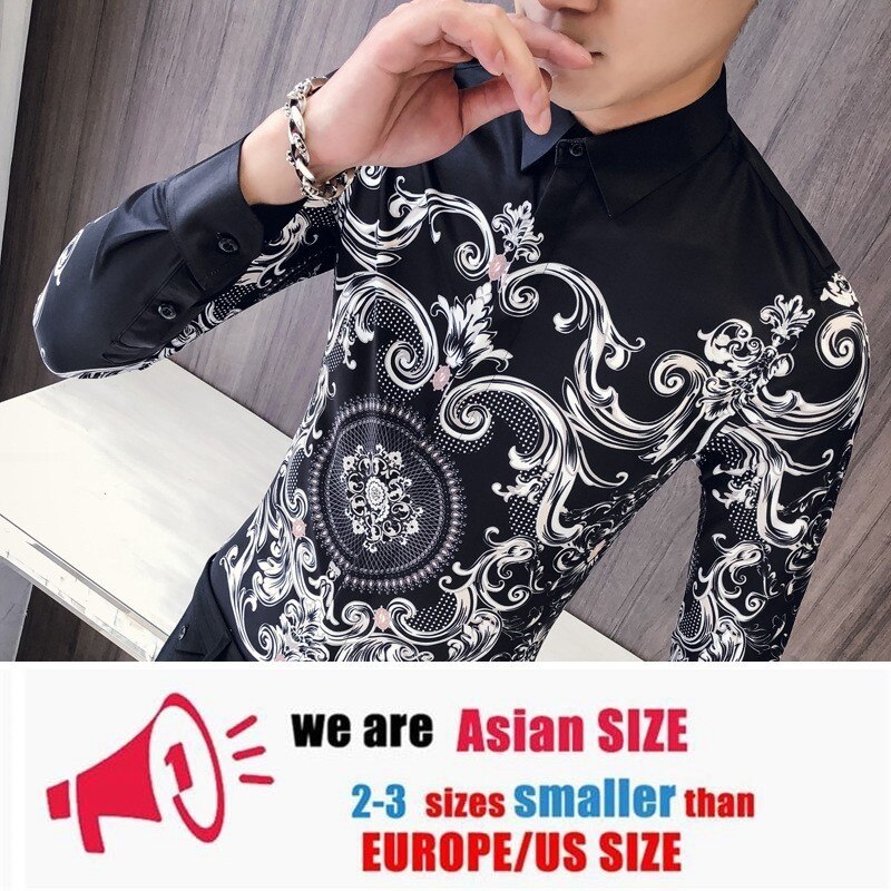 Svart skjorta herr slim fit långärmad camisa masculina chemise homme social men club balskjorta märke smokingskjortor: 2xl
