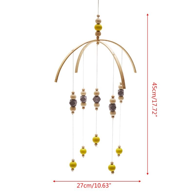 Nordic Baby Rattle Toys Wooden Beads Crib Wind Chimes Newborn Bed Hanging Toy