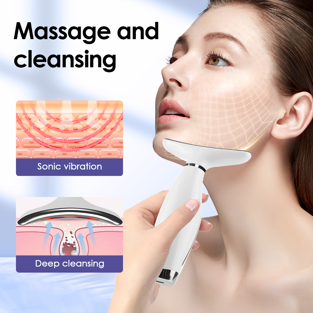 Dispositivo de belleza para el cuello y la cara, masaje vibratorio para cara y cuello, Skindion Personal, dispositivo de belleza para uso doméstico, máquina de estiramiento facial,Lámpara LED de 7 colores, equipo de be