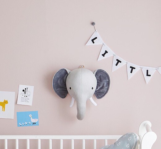 Cabezas de animales 3D para decoración de habitación de niños, Cabeza de unicornio, ciervo y elefante, colgante de pared para habitación de niños, decoración de habitación infantil: Elephant