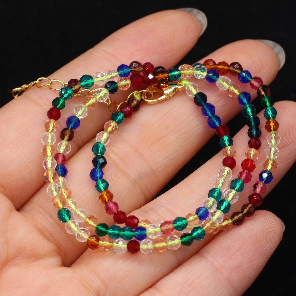Collar de espinela natural para hombres y mujeres, collar de cuentas de piedra pequeñas de 3mm, accesorios de joyería, el mejor , longitud 38 + 5cm,: PLATEADO