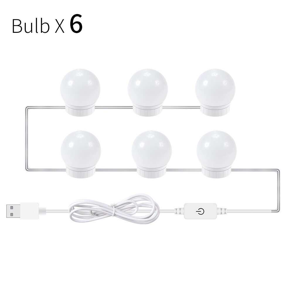 Maquillaje LED lámpara de luz de bulbo 12V Luz de relleno 2 6 de 10 a 14 Uds Hollywood espejo de vanidad lámpara atenuación de iluminación para tocador: 6 Bulbs