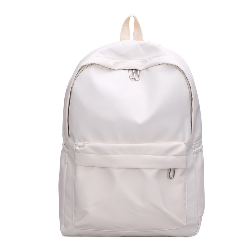 Waterproof Nylon Women Backpack Female Travel Bag Backpacks Schoolbag for Teenage Girls Solid Color Bookbag: Beige