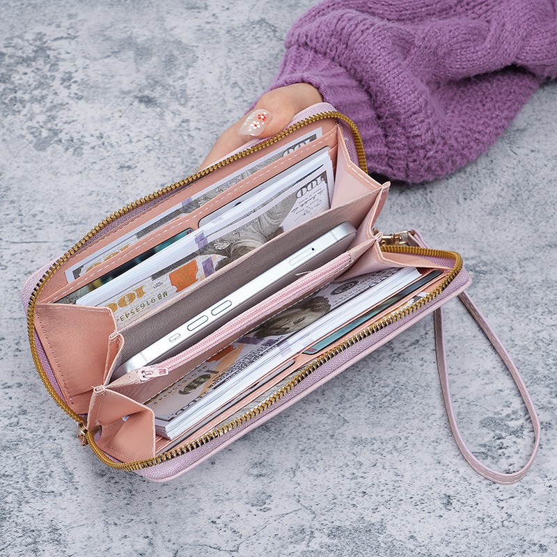 ladies purse long Joker zipper clutch bag embroidered large capacity soft wallet mobile phone bag