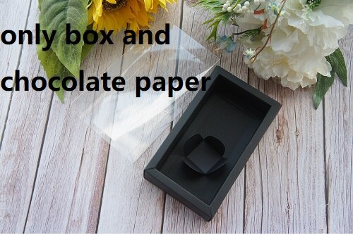 16*8.2*4cm 10 sæt sort chokolade papiræske med pvc vindue som bryllups jul fødselsdag slik emballage: Boks sæt