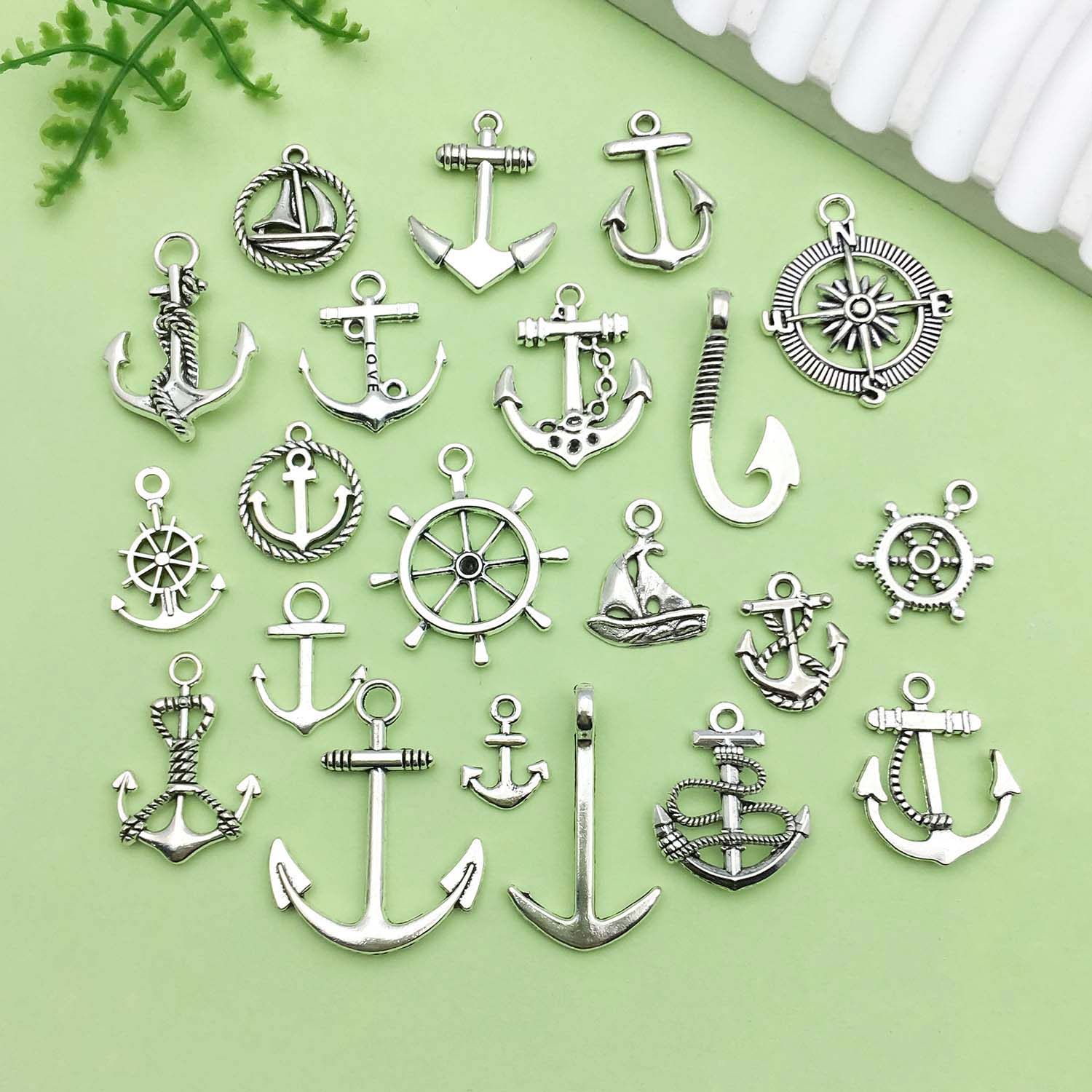 20 piezas colgantes de aleación de Metal con de ancla de barco Vintage plateado antiguo para pulsera DIY, collar, accesorios para hacer joyas