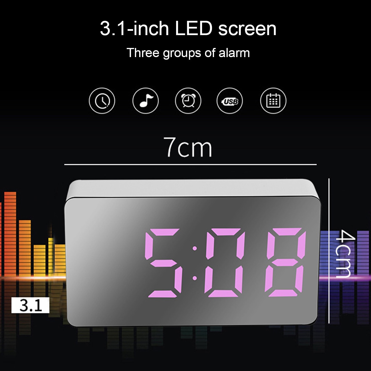 Digital Desk Alarm Clock Digital Mirror LED Big Display Bedroom Snooze Timer Home Electronic Table Clock For Bedroom Living Room