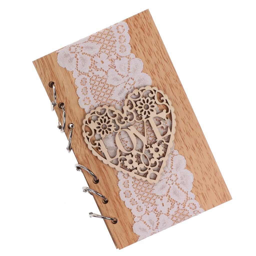Bloc de notas de madera para boda, libro de visitas de amor hueco, álbum de boda, cuaderno: Style 2