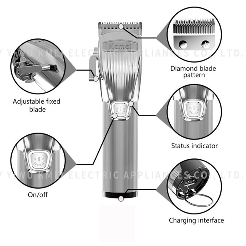 Rechargeable 100-240v hair trimmer men barber shop fading blending electric hair clipper cordless hair cutting tool