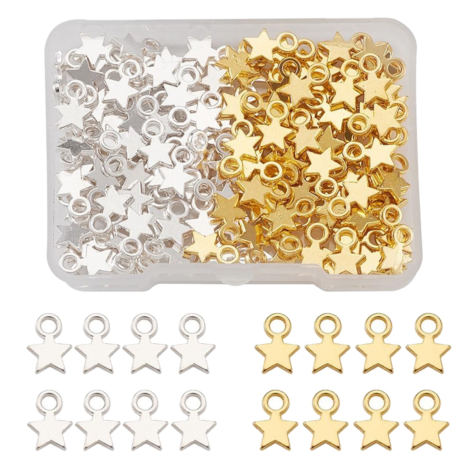 160Pcs Tiny Blank Stempelen Tag Charms Hangers Kerst Ster Golden & Silver Voor Diy Sieraden Maken