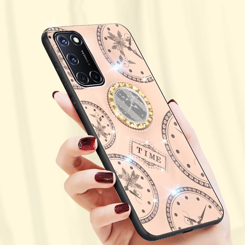 Scintillio Del Diamante Cassa Del Telefono Per OPPO A52 A72 A92 A92S Strass Orologio Del Basamento Per OPPO A52 A72 A92 A92S Posteriore copertura