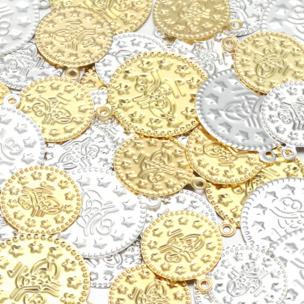 50/100 pçs 15/20mm turquia vintage folha de ferro pingente redondo para fazer jóias diy encantos colar brincos acessórios