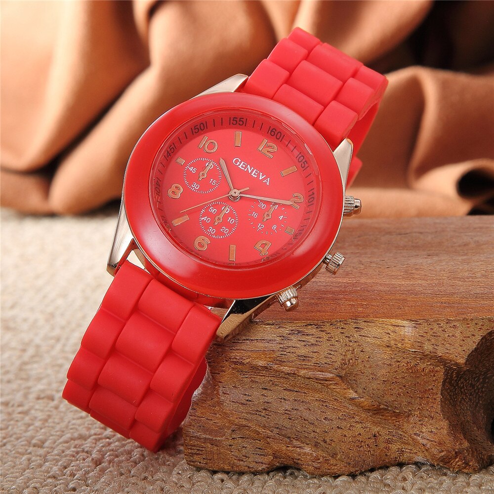 Simple Kids Watches Boys Jelly Color Watches Girls Students Wristwatches Childrens Watches Casual Clock Silicone Watch: Red