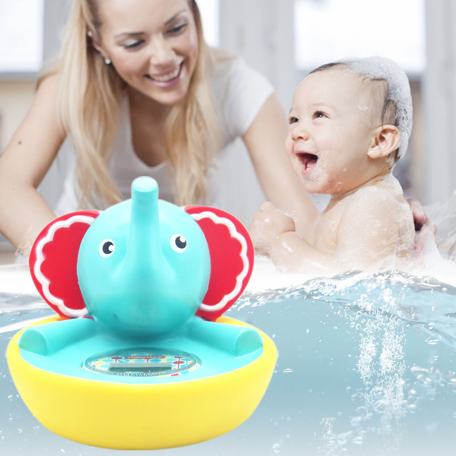 Baby Bathing Thermometer Cartoon Elephant Swimming Pool Thermometer Waterproof Floating Bath Thermometer