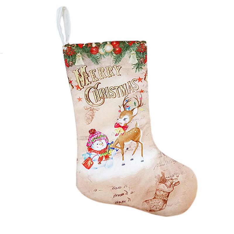 Colgante con calcetines de Navidad, adorno de tela, colgante de botas pequeñas, estampado de patrón de Navidad para , suministros de decoración del hogar, bolsa de: C