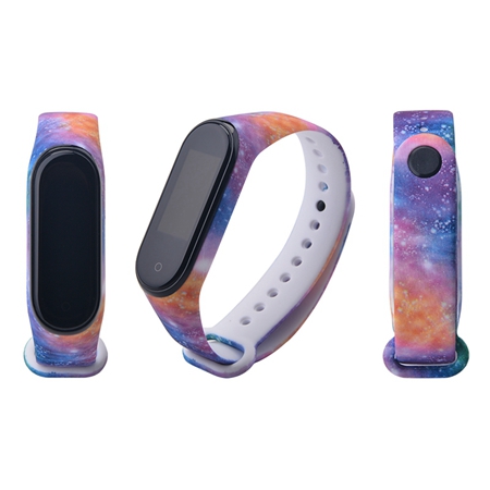 Correa de silicona para Xiaomi Mi band 3 y 4, Correa Universal de silicona con estampado de dibujos animados para pulsera inteligente Mi Band 3 y Mi band 4: Colorful Starry Sky