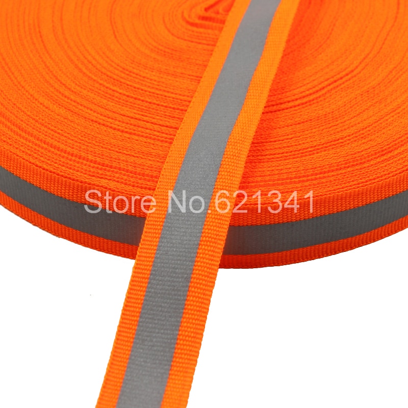 (10 Meters/partij) verkeersveiligheid Reflecterende Materialen Oranje Reflecterende Stof Strip Tape Reflecterende Singels Naai 20Mm * 10Mm (W)