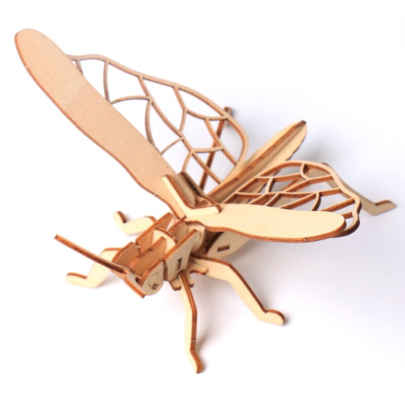 Kids Diy 3D Houten Puzzel Ambachtelijke Speelgoed Jigsaw Insect Dier Handgemaakte Montage Geschilderd Speelgoed Educatief Speelgoed Cadeau Voor Kinderen: Locust