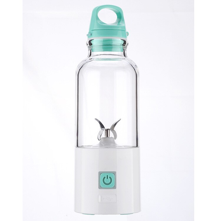 4- blader 500ml elektrisk appelsin sitron juicer kopp bærbar blender frukt grønnsak juice mixer flaske usb oppladbar: Himmelblå