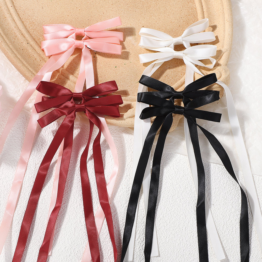 Horquilla con lazo para el pelo para mujer y niña, 2 piezas, cinta para el pelo, pinzas para la cabeza, lazo blanco y negro, accesorios para el cabello femenino