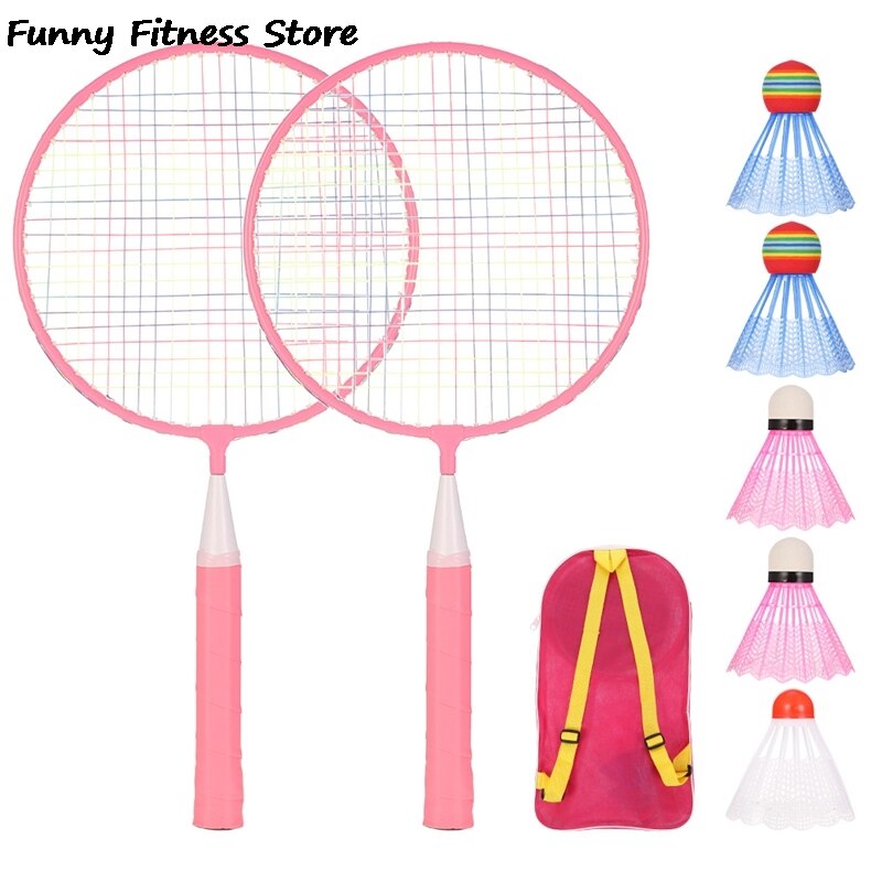 Raquetas de bádminton para niños con pelotas de bádminton niños deportes entrenamiento con juegos educativos juego de raquetas profesionales: Rojo