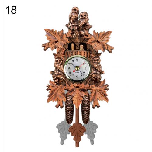 Reloj de cuco de resina 3D hecho a mano de madera antigua nórdica, colgante de pared, llamada de pájaro, campana de tiempo, cronometraje, oscilación automática para niños Roo: 18