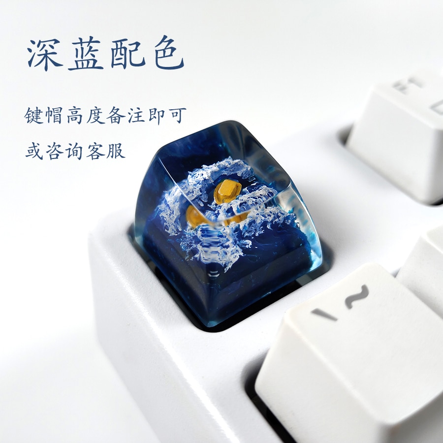 Blue Sea Wave Resin Backlight Keycaps For Cherry Mx Switch Mechanical Gaming Keyboard DIY Decoration Key Cap Replacement SA OEM