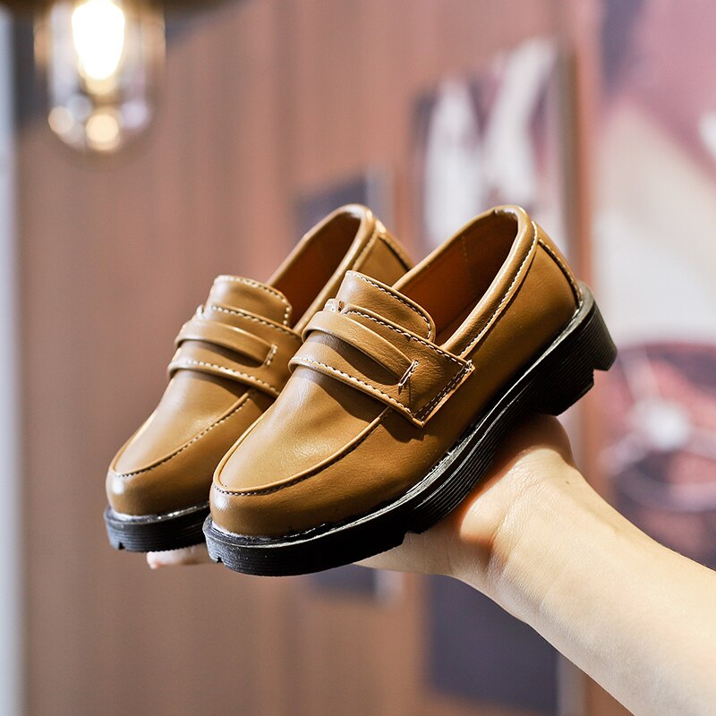 Scsech Children Leather Shoes Girls Single Shoes Boys Black Spring Autumn Boys Dancing Wedding Party School Dress Shoes LSH26: khaki / 12