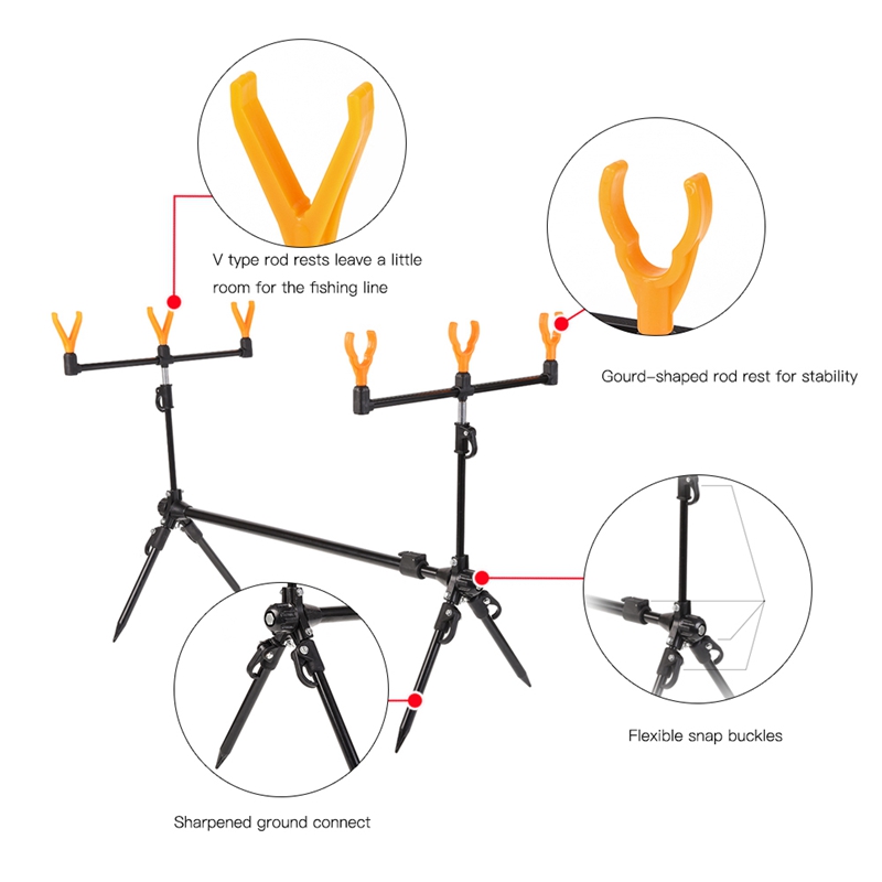 Adjustable Retractable Carp Fishing Rod Pod Stand Holder Fishing Pole Pod Stand Fishing Tackle Fishing Accessory