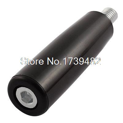 Black Silver Tone 10mm Male Thread Dia Revolving Handle Grip