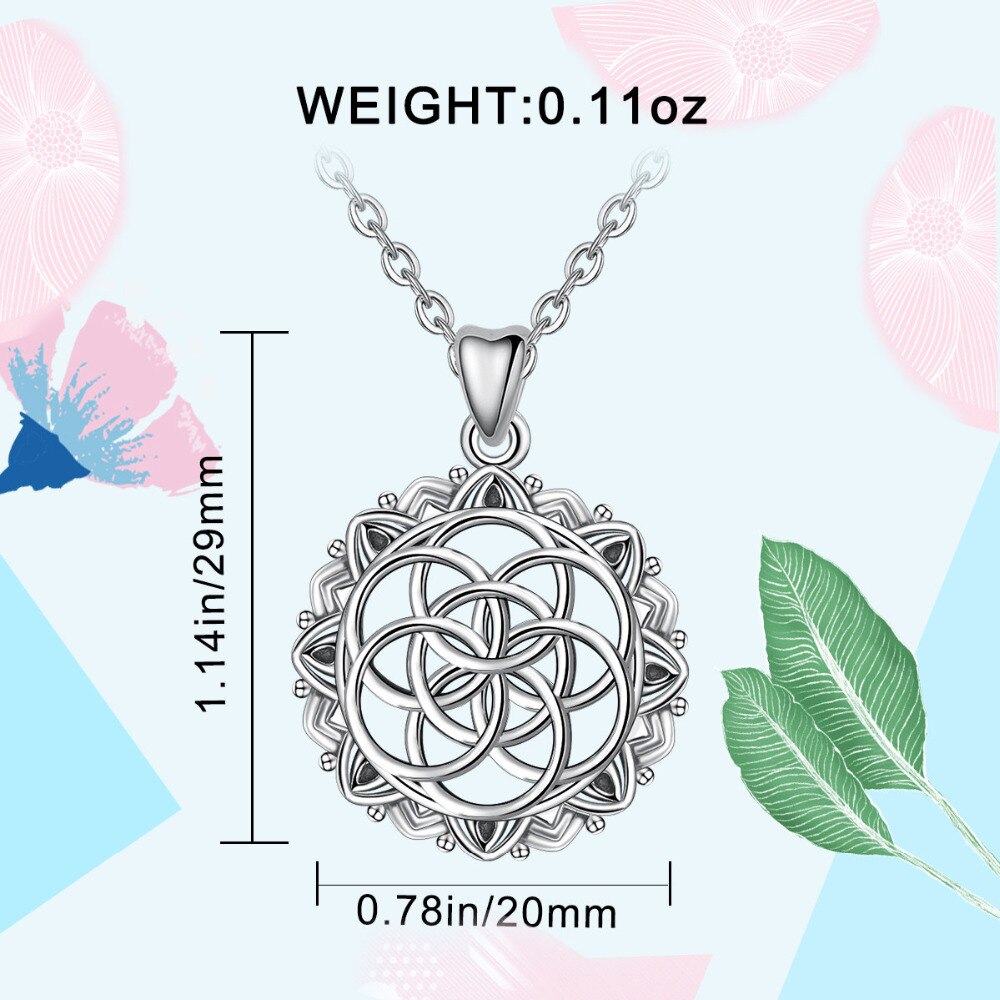 Eudora 925 Sterling Zilveren Geometrische Zaad Van Leven Hanger Neckalce Ierse Celtics Knoop Ketting Fijne Sieraden Voor Vrouwen CYD396