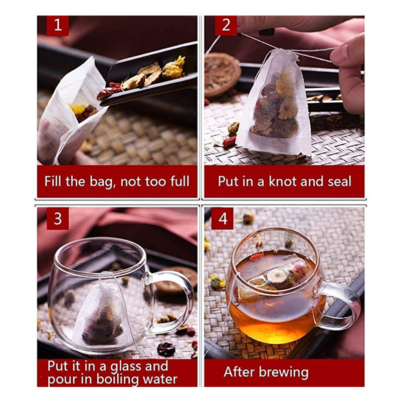 100 Pcs Disposable Tea Bags Filter Bags For Tea Infuser With String Heal Seal, Food Grade Non-woven Fabric Spice Filters Teabags