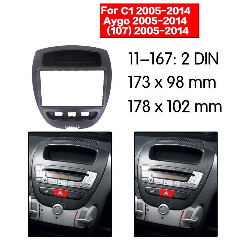 2 din bil stereo radio o panel ramme fascia mount kit til peugeot 107 citroen  c1 toyota aygo: Default Title