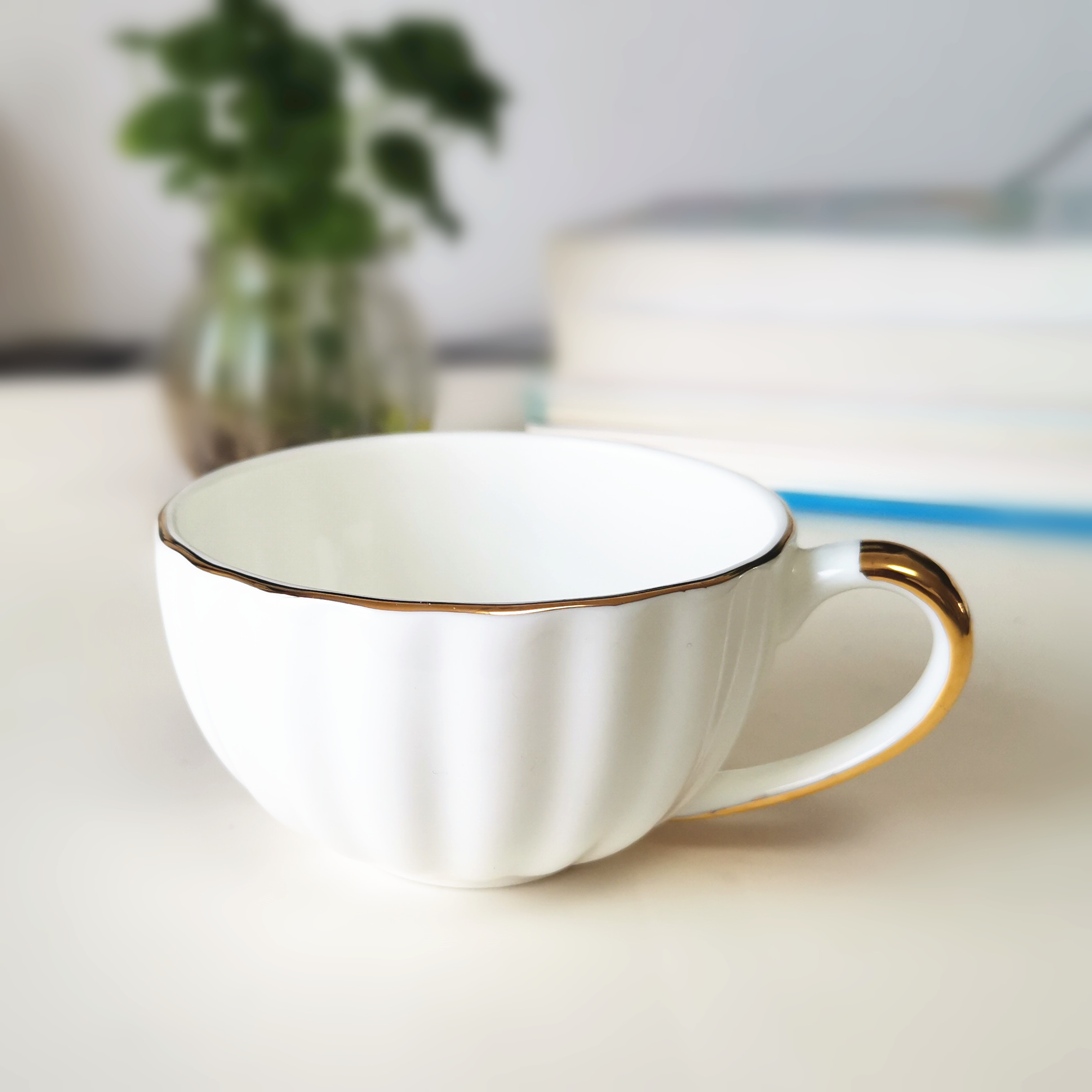 Coffee Cups and Saucers Set Afternoon Flower Tea Cups and Mugs Minimalism Teacup and Tray Household Office Porcelain Drinkware: 1 Cup