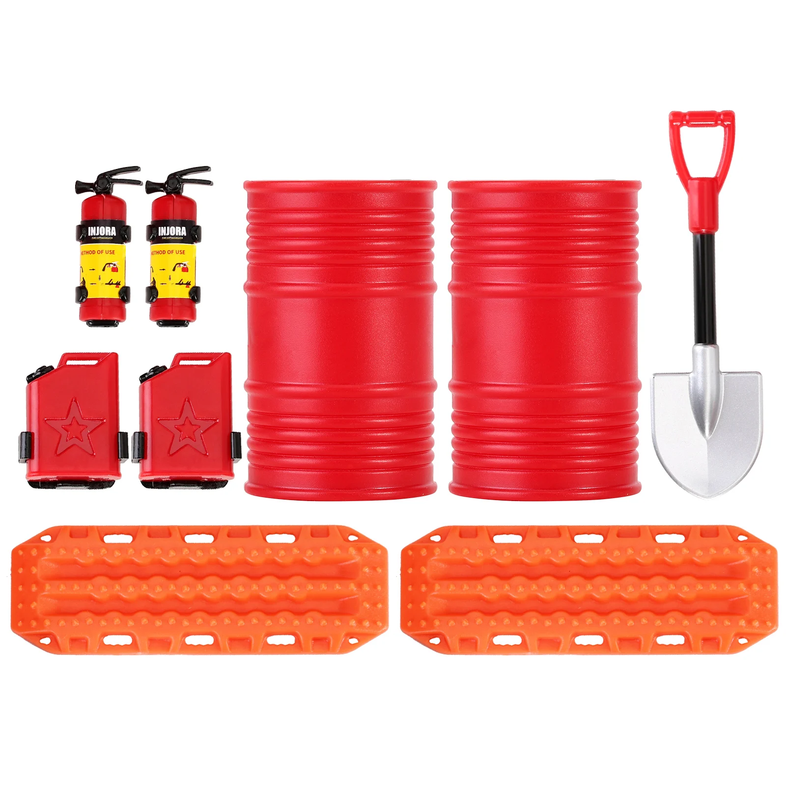 INJORA-extintor de incendios con decoración moldeada, pala para tanque de combustible, tambor de aceite para coche trepador de control remoto TRX4M SCX24 FCX24 Enduro24 1/18 1/24: Negro