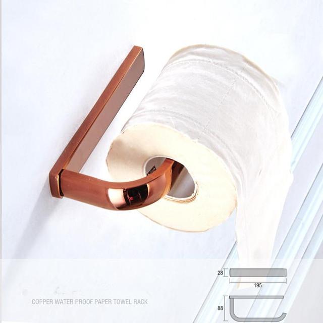 Biggers-Juego de accesorios de baño de cobre rosa de lujo, soporte de papel, barra de toalla, jabonera, soporte para vaso,: paper holder