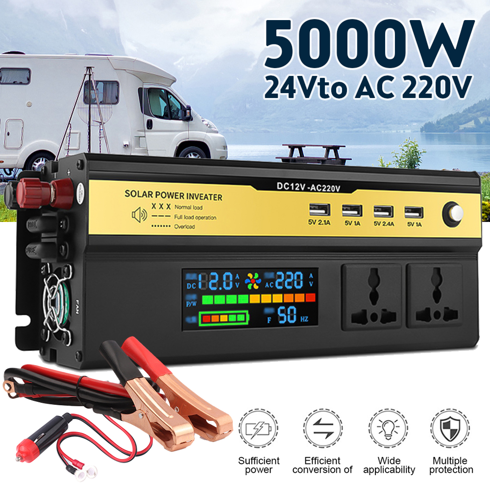Sine Wave Inverter 6000W 5000W 4000W 3000W DC 12V/24V To AC 220V Portable Power Voltage Converter Car Solar Inverter: Red