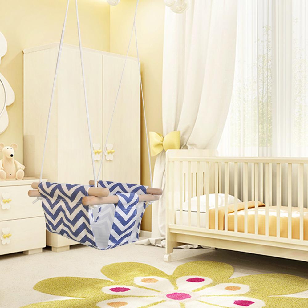 Børnehave baby lærred gyngestol træ indendørs udendørs lille gyngekurv baby gynge gyngestol uden måtte