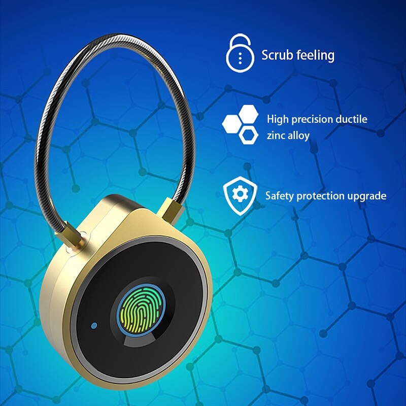 Fingerprint Padlock Smart Bluetooth Security Lock Anti-Theft Keyless Padlock for House Door,Suitcase,Backpack,Gym,Bike